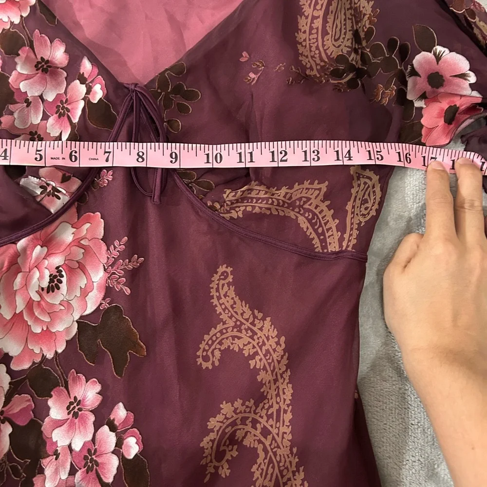 Monsoon y2k baby doll bust line silk floral maxi dress - Picture 10 of 16